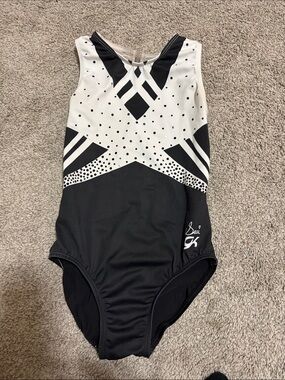 GK elite x Suni Lee Black & White gymnastic leotard CL